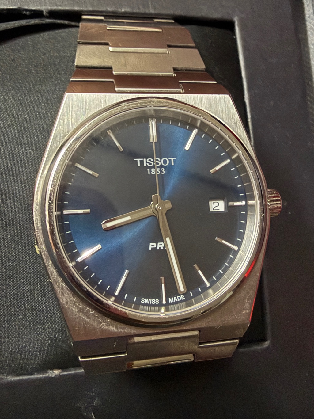 Tissot Prx Stainless Steel Watch With Blue Dial